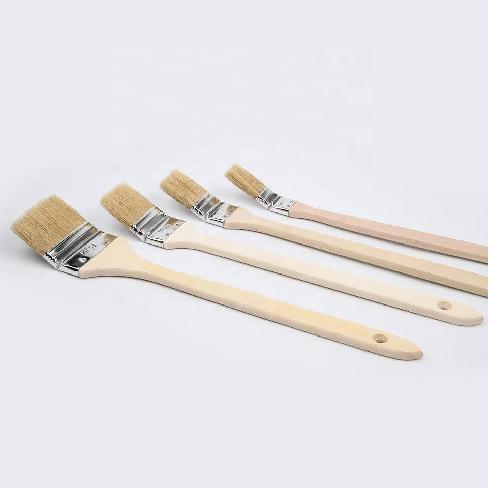 Personalized Soft Natural Bristle Angle Paint Brush with Long Wooden Handle