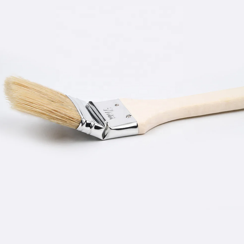 Personalized Soft Natural Bristle Angle Paint Brush with Long Wooden Handle