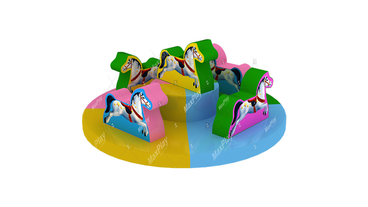 Top Sale ! High Quality Customizable Mixed Colour Commercial Soft Play Powerful Motor Safety Lock Carousel By Maxplay