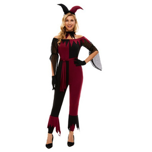 Ladies Halloween Devil Jester Cosplay Costume Women Sexy Vampire Clown Performance Costume