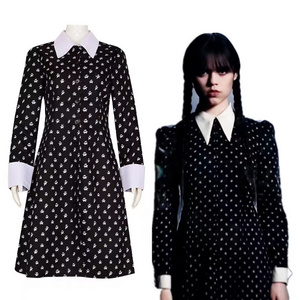 Factory Direct Selling Wednesday Addams Black Skirt Halloween Cosplay costume