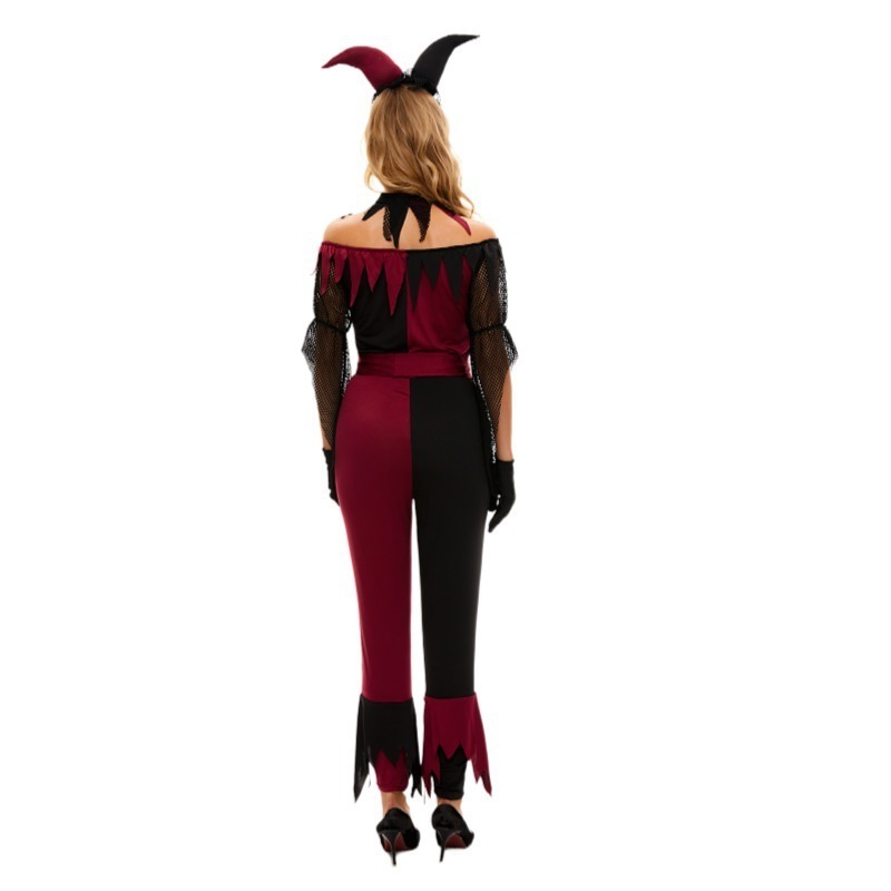 Ladies Halloween Devil Jester Cosplay Costume Women Sexy Vampire Clown Performance Costume