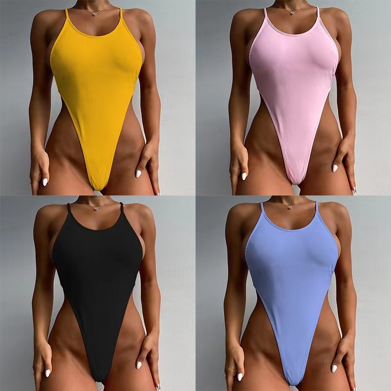 2024 Backless Sexy Girls Swimwear One Piece Swimsuit Round Neck Hot Sex Mature Women Fitness Swimwear Bikini Swimwear Beachwear