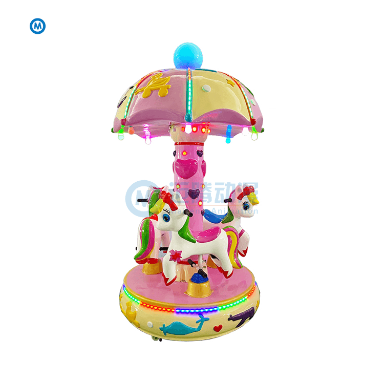 MAITENG 3seats Fiberglass Mushroom Umbrella Merry Go Round Rides Horse Carousel