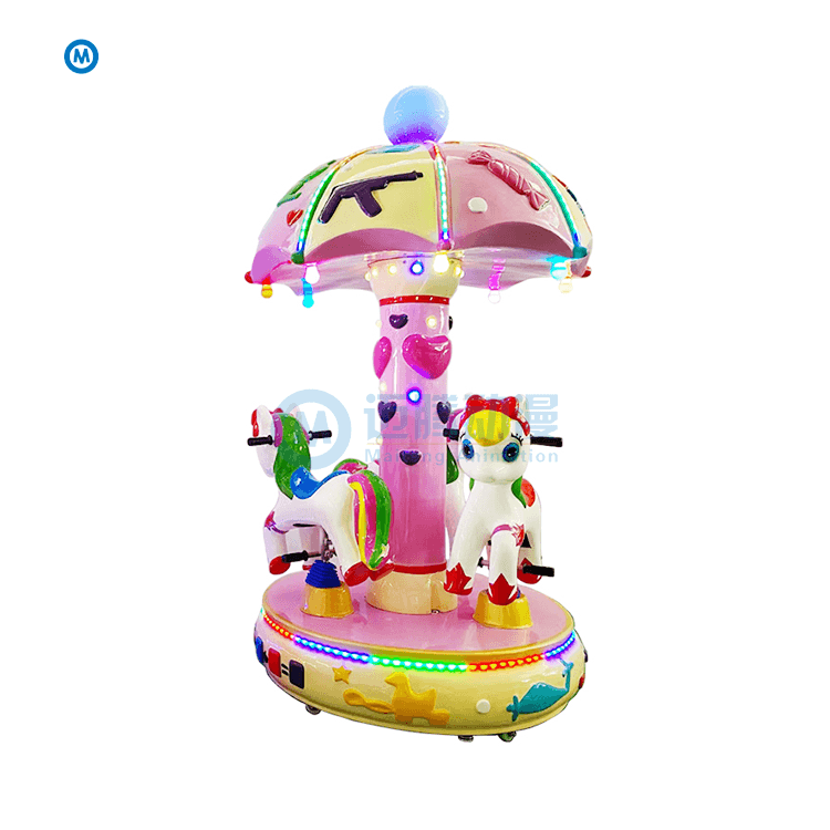 MAITENG 3seats Fiberglass Mushroom Umbrella Merry Go Round Rides Horse Carousel