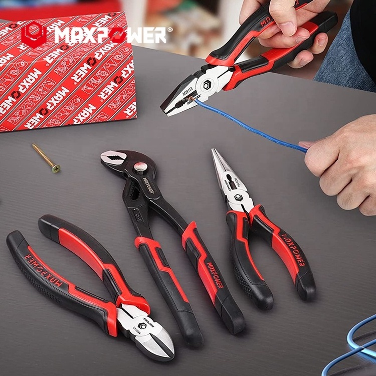 MAXPOWER Herramientas Diagonal Cutting Pliers Groove Joint Pliers 4 Piece Pliers Set Repair Tool