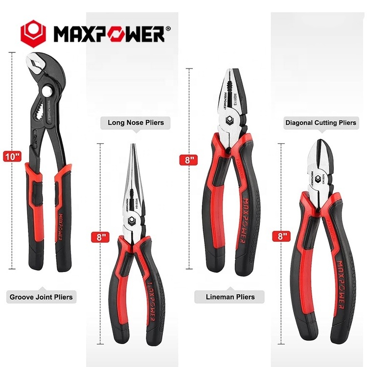 MAXPOWER Herramientas Diagonal Cutting Pliers Groove Joint Pliers 4 Piece Pliers Set Repair Tool