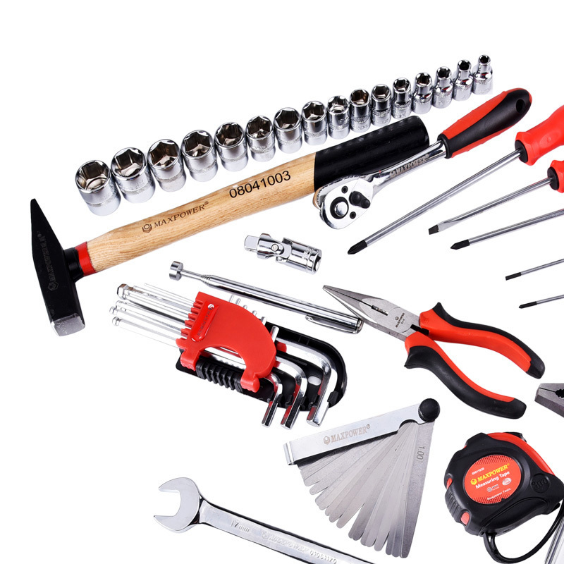 Maxpower 60 Piece Metric Household Hand Tool Kit Auto Repair Tool Set with Portable Toolbox