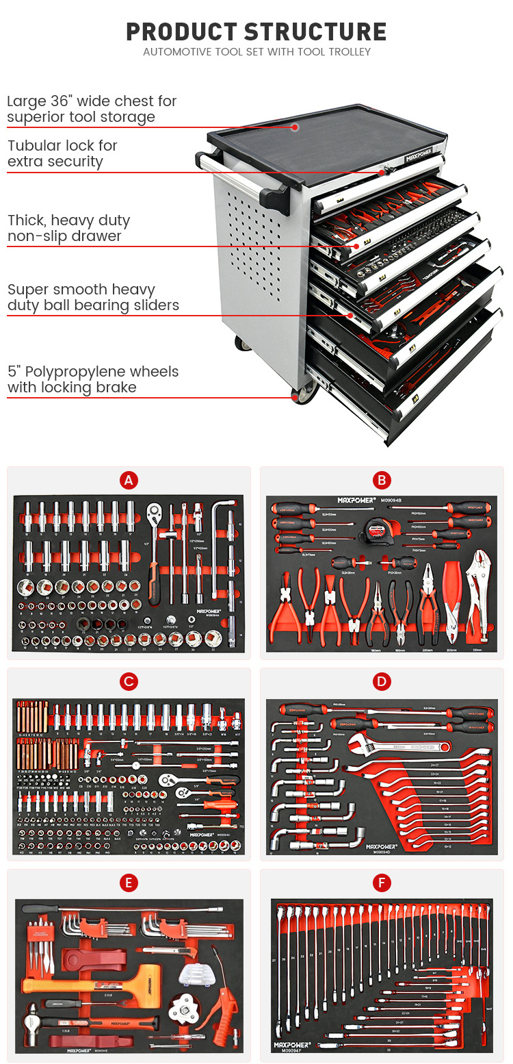 MAXPOWER Home Repair Vehicle Tools Multifunctional Tool trolley Mechanic Tool Sets