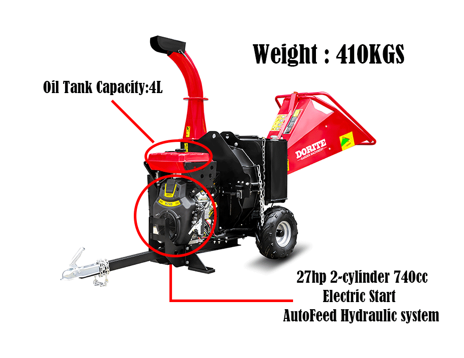 K-maxpower High Quality Wholesale Customized 27HP AutoFeed Hydraulic Electric Start Wood Chipper Shredder