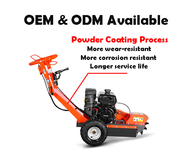 K-maxpower CE High efficient 15hp gasoline powered energy save Forestry machinery professional tree stump grinder