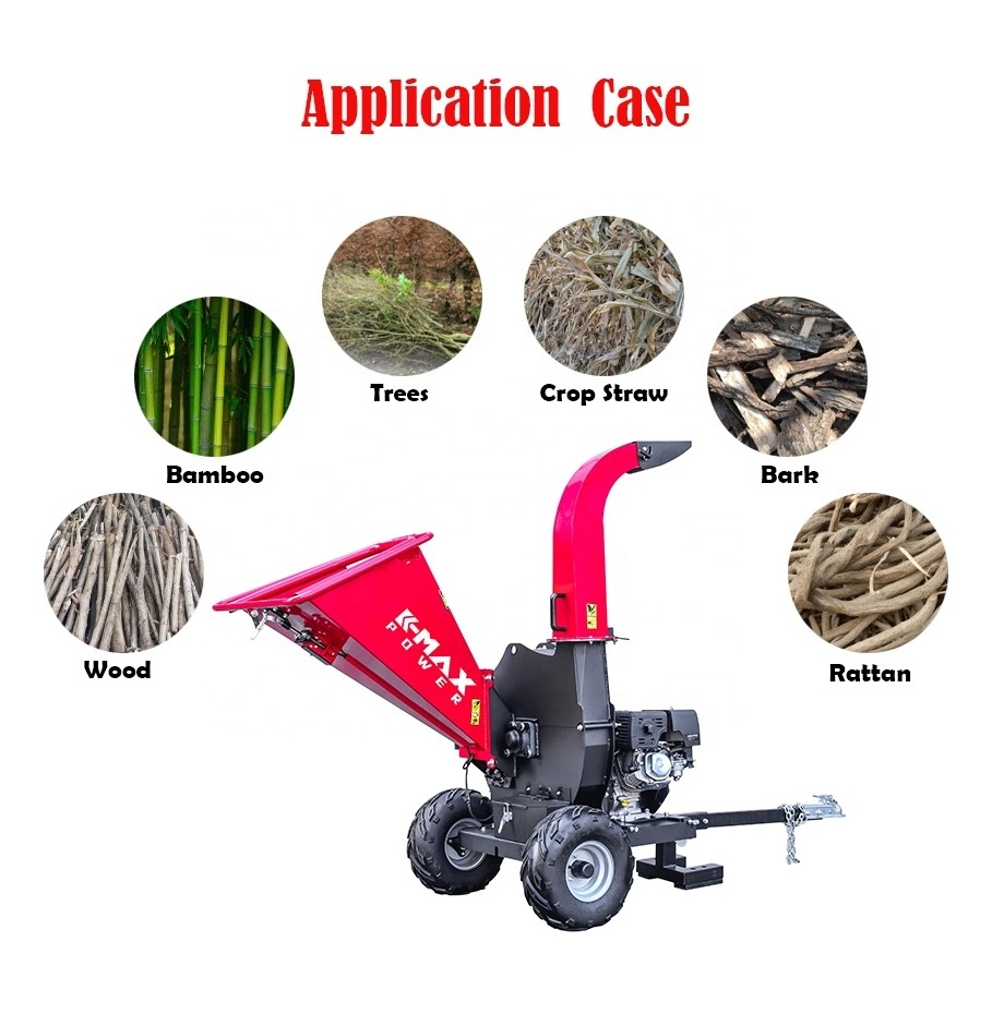 K-maxpower OEM Efficient Chipper Shredder Autofeed 15HP Petrol Electric Wood Chipper Energy Saving Mini Wood Chipper Shredder