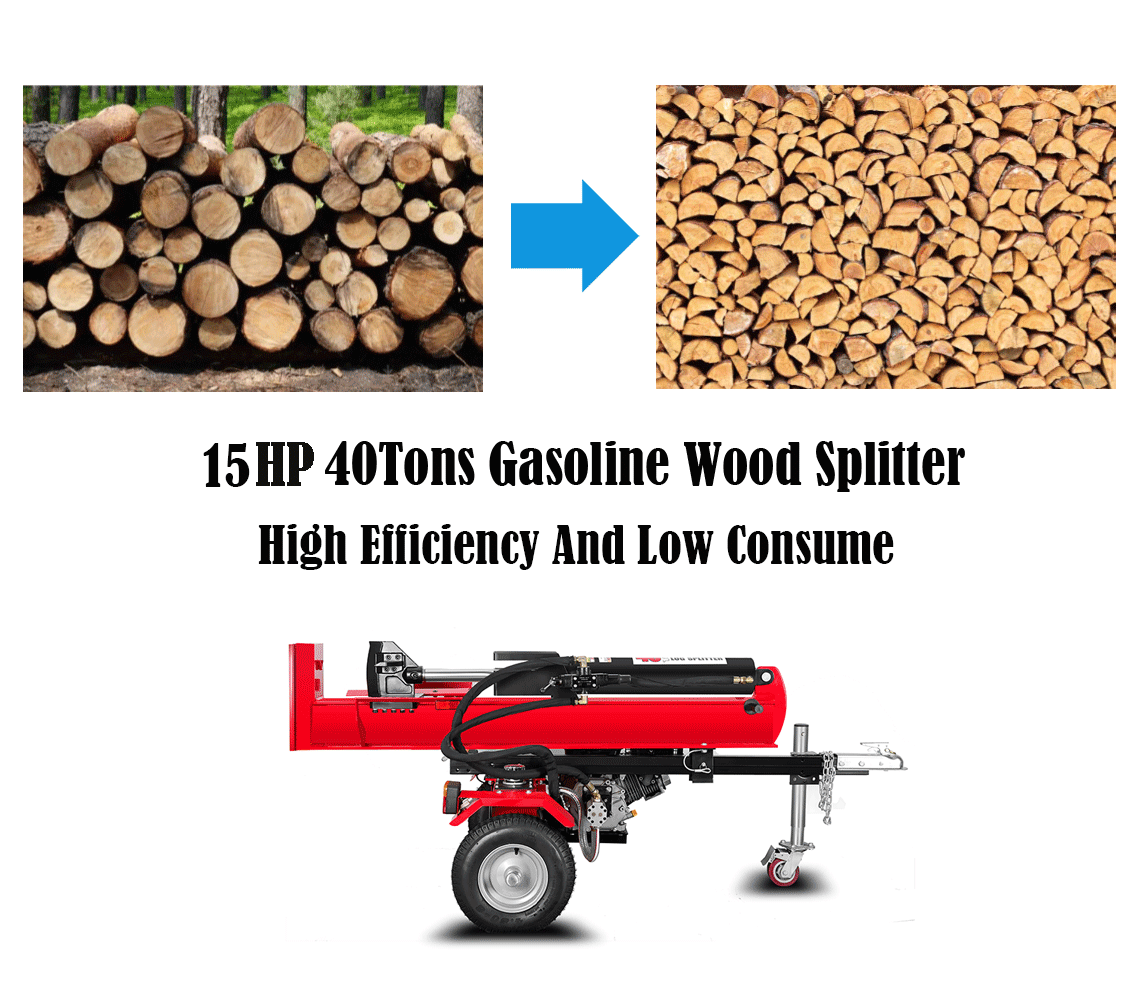 Professional CE Approved 40 ton log splitter 15 HP Hydraulic Log splitter  kinetic Mobile Firewood Processor Wood Log Splitter