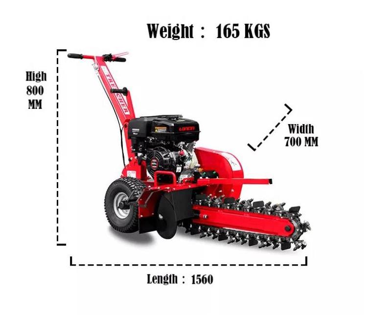 K-maxpower 15HP Max Depth 600mm EPA Gasoline Powered Portable Walk Behind Mini Chain Trencher