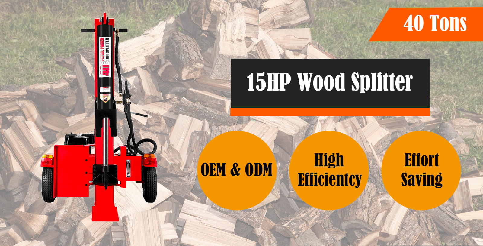 Professional CE Approved 40 ton log splitter 15 HP Hydraulic Log splitter  kinetic Mobile Firewood Processor Wood Log Splitter