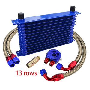 Universal 13 Row Rows AN10 Aluminum Japan Car Oil Cooler 1/1.2m Oil Hoses Racing Engine Transmission Radiator Oil Cooler Kit