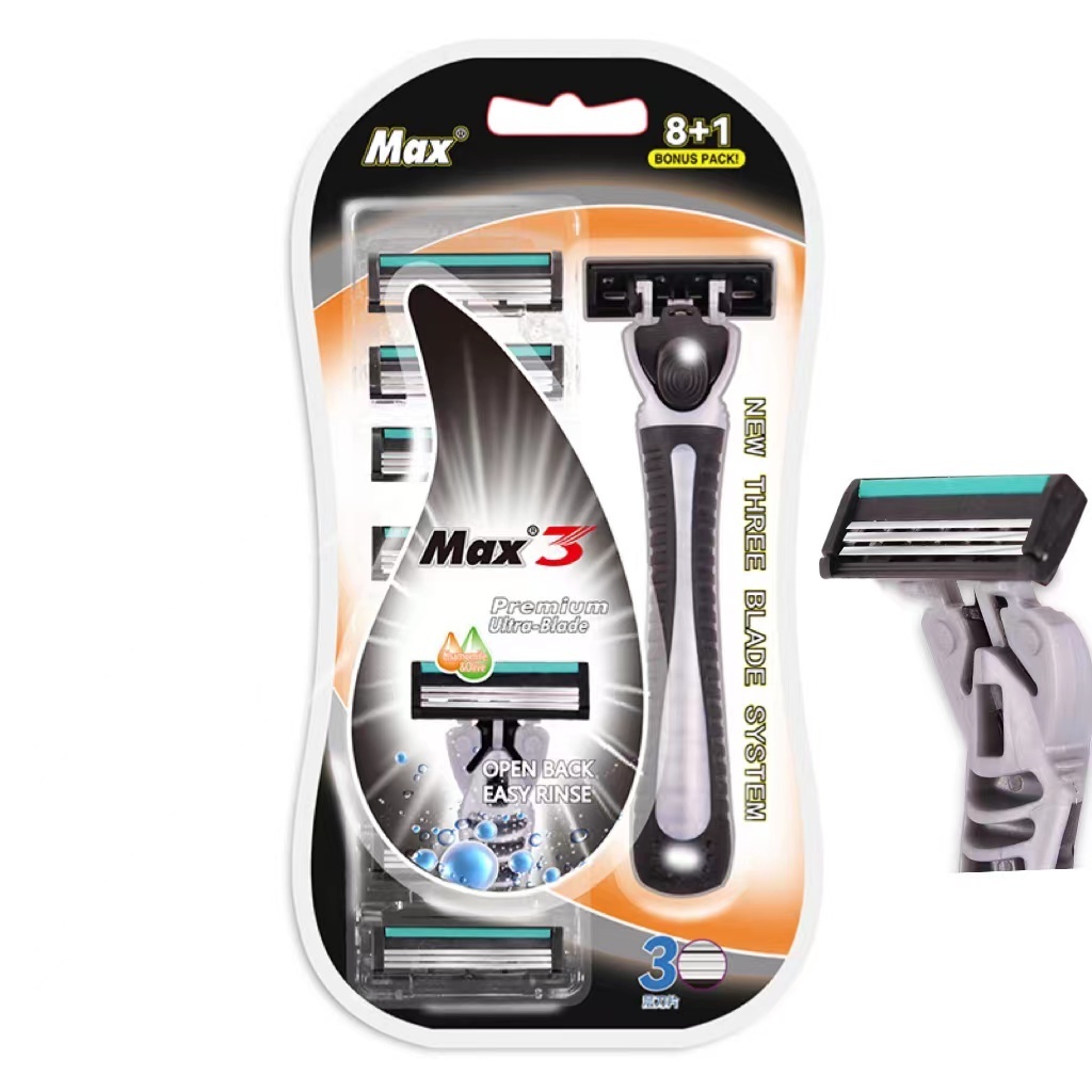 Triple Blade System Razors 1 Handle +8 Free Cartridges