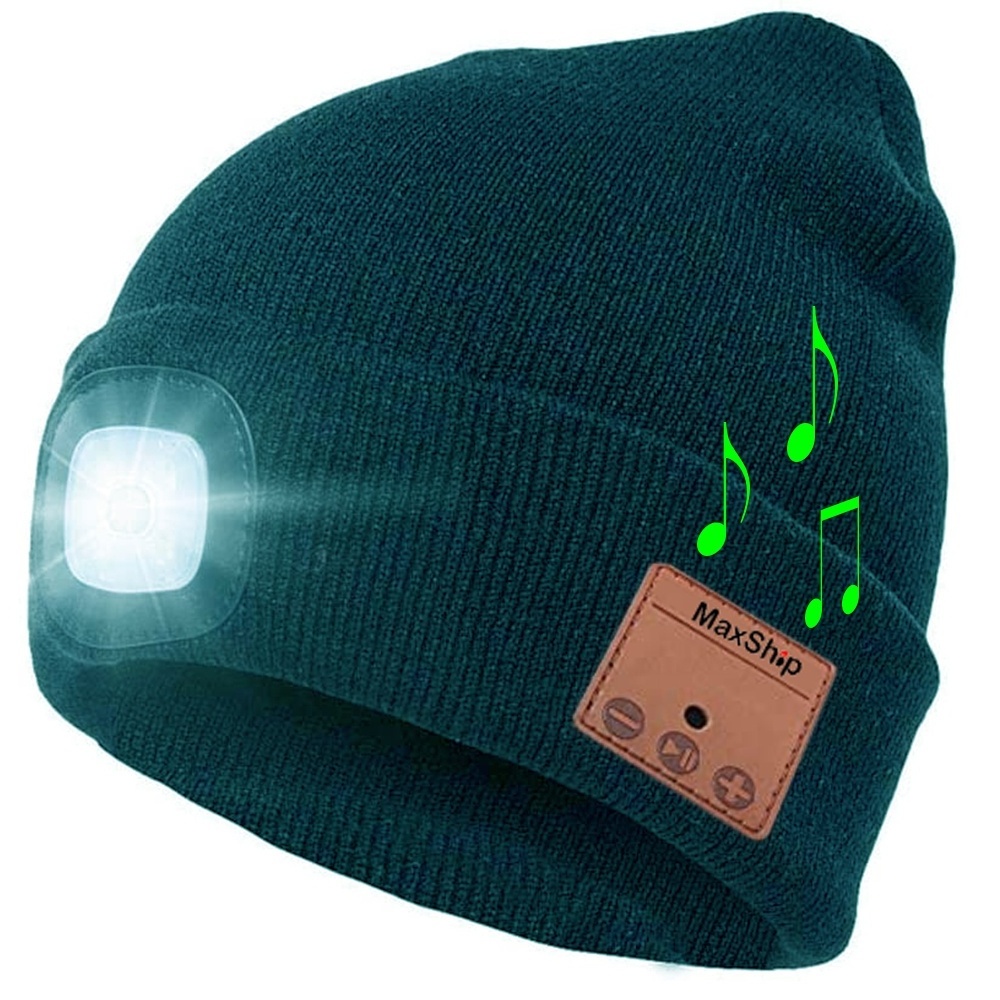 Wireless Smart Bluetooth 5.0 Headset Musical Knit led light beanie Headphone Speaker Hat Speakerphone Cap