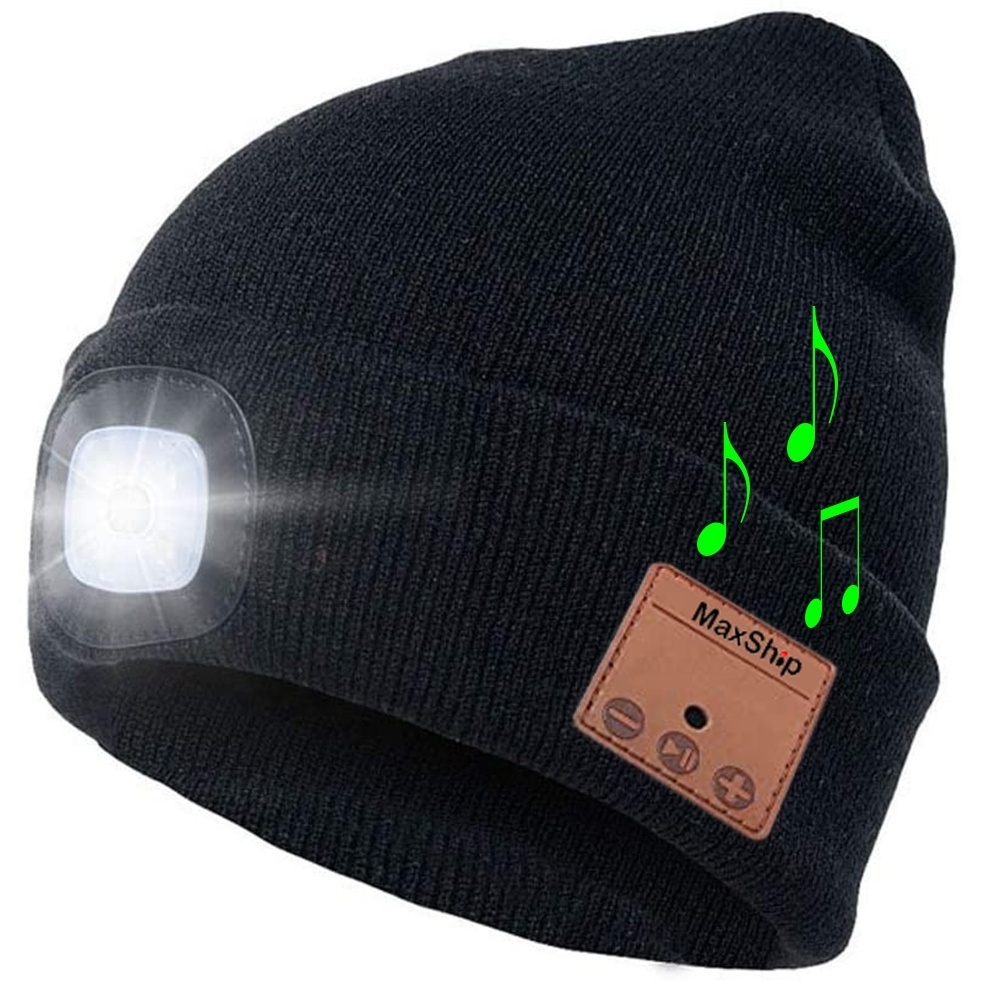 Wireless Smart Bluetooth 5.0 Headset Musical Knit led light beanie Headphone Speaker Hat Speakerphone Cap