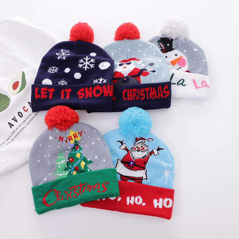 Santa Hat Kids and Adults Knitted Hats Christmas Party Xmas Beanie