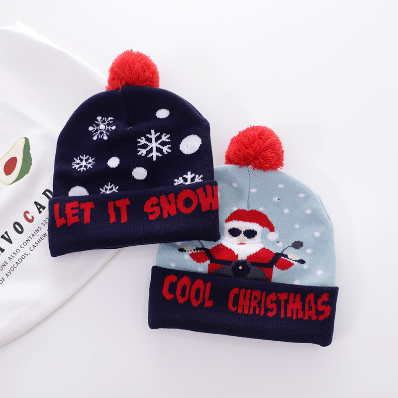 Santa Hat Kids and Adults Knitted Hats Christmas Party Xmas Beanie