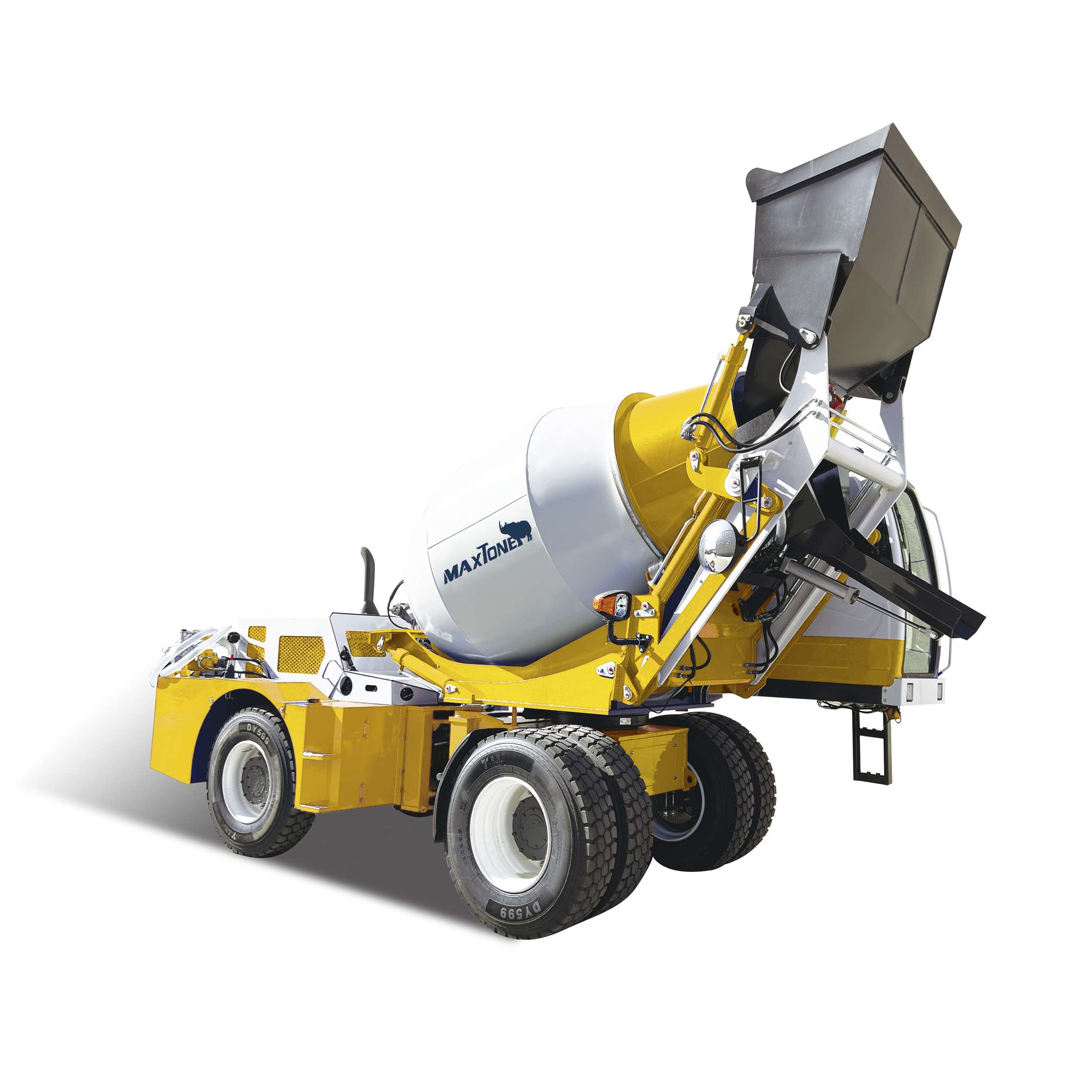 Maxtone 1.5m3 4cbm self loading small mobile concrete mixer machine, self-loading concrete mixer truck