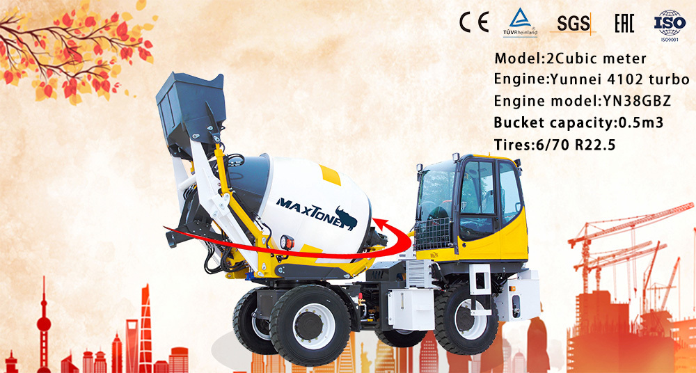 Cement Mixer Truck Concrete Mixing Fully Hydraulic Self Loading Pan Small Ready Mix Concrete Truck Mixer