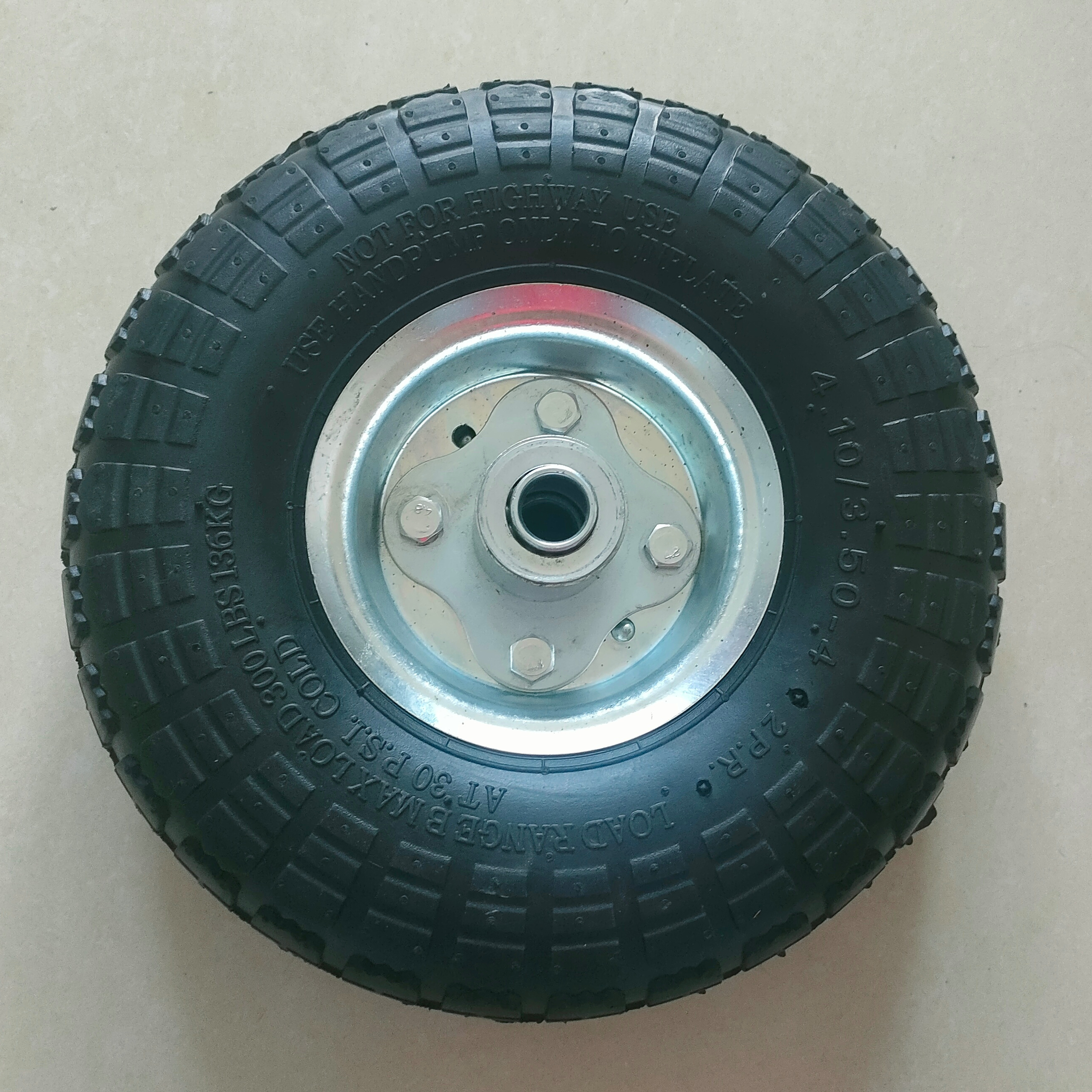 10 inch small pneumatic rubber tyre 410/350-4 trolley Wagon Wheel