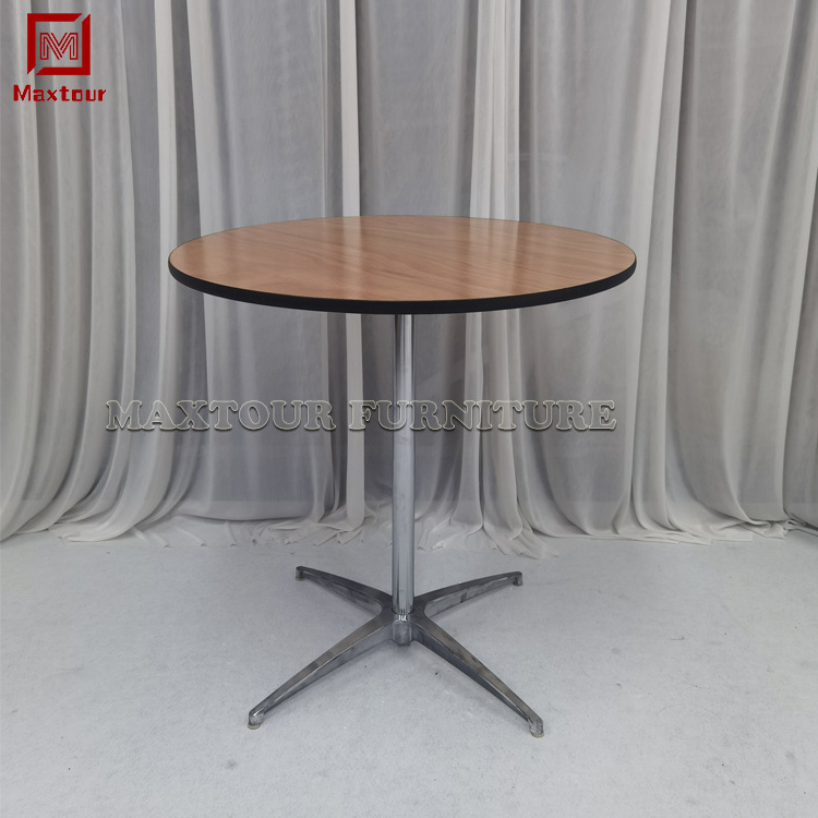 Simple style metal base and wood round bar and dining both use table