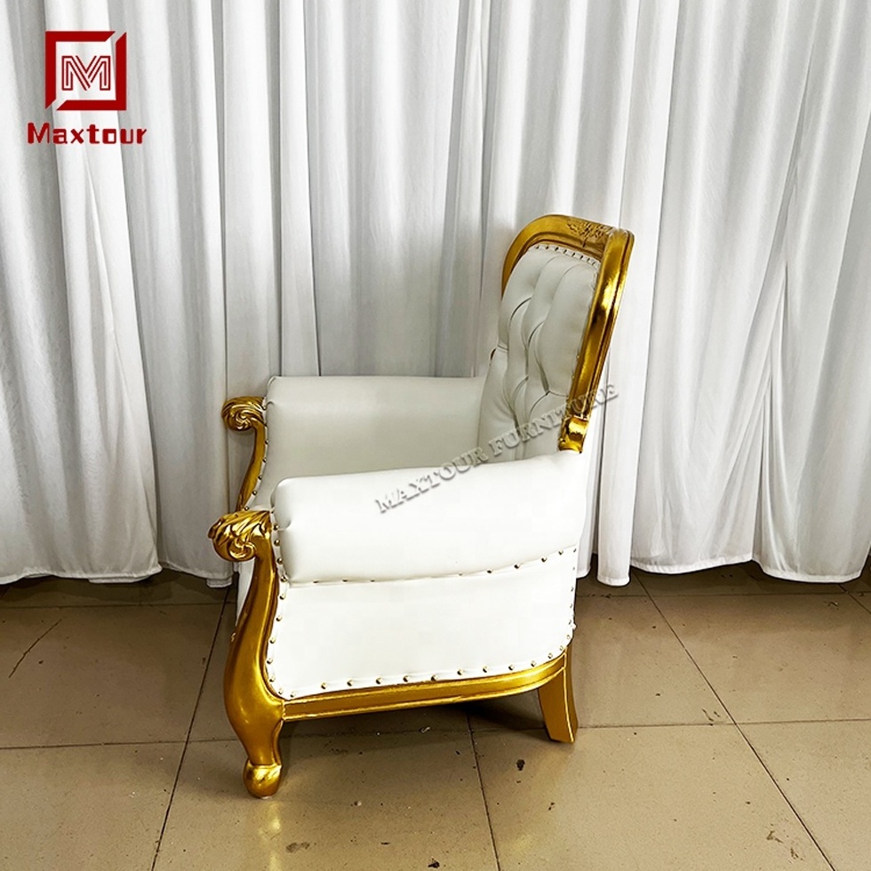 Modern Luxury Throne Chair for Kids White Gold Santa King Style for Wedding Party Events