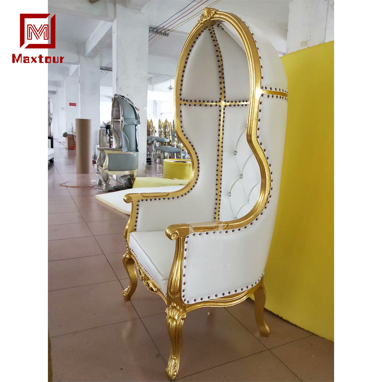 Modern Luxury Wood and PU Leather Throne Cage King Throne Chairs for Wedding Events Parties for Hotel and Villa Living Room Furn