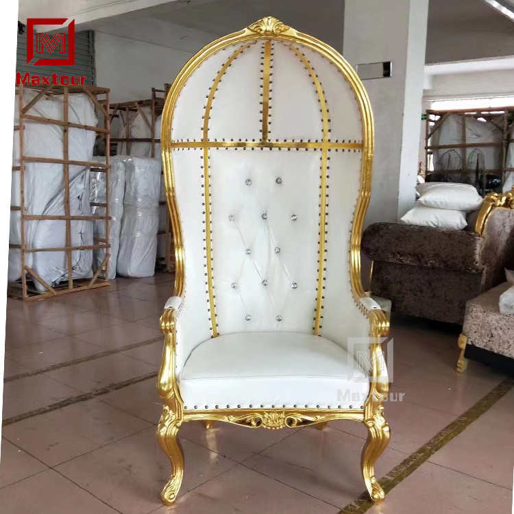 Modern Luxury Wood and PU Leather Throne Cage King Throne Chairs for Wedding Events Parties for Hotel and Villa Living Room Furn