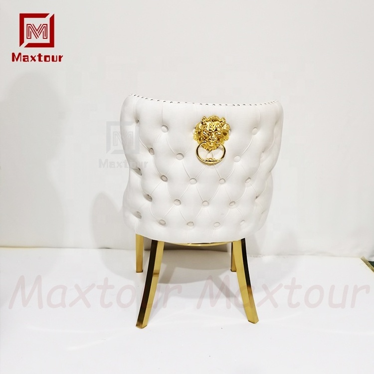 Luxury Decorative Chair With Special Design Gold Lion Ring Back Throne Home Use Dining Chairs