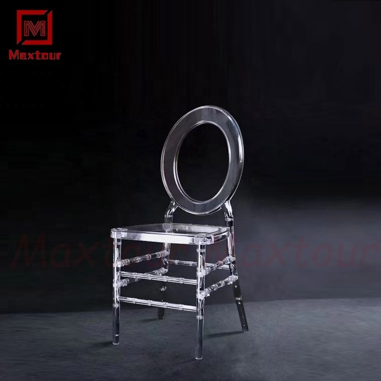 Factory Price America Resin Transparent Acrylic Chair Wedding Round Back  Plastic Chairs