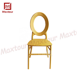 Zero Back White Gold Strong Resin PP Plastic Stacking Chair for Wedding Party Rental for Hotels Outdoor