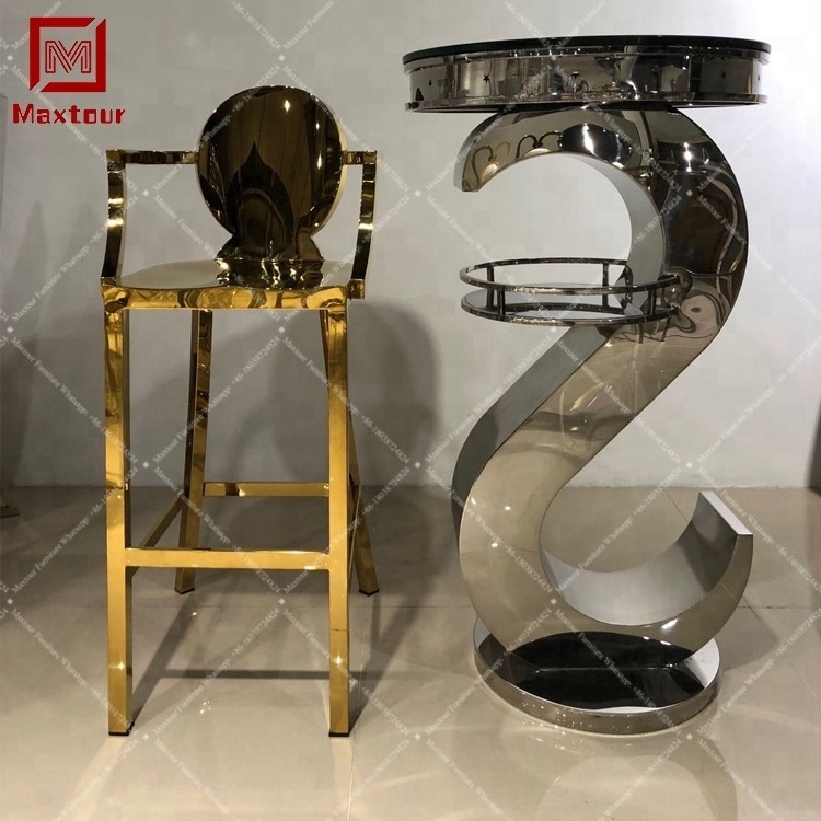 High quality stainless steel restaurant stools gold BAR TABLE FROM CHINA