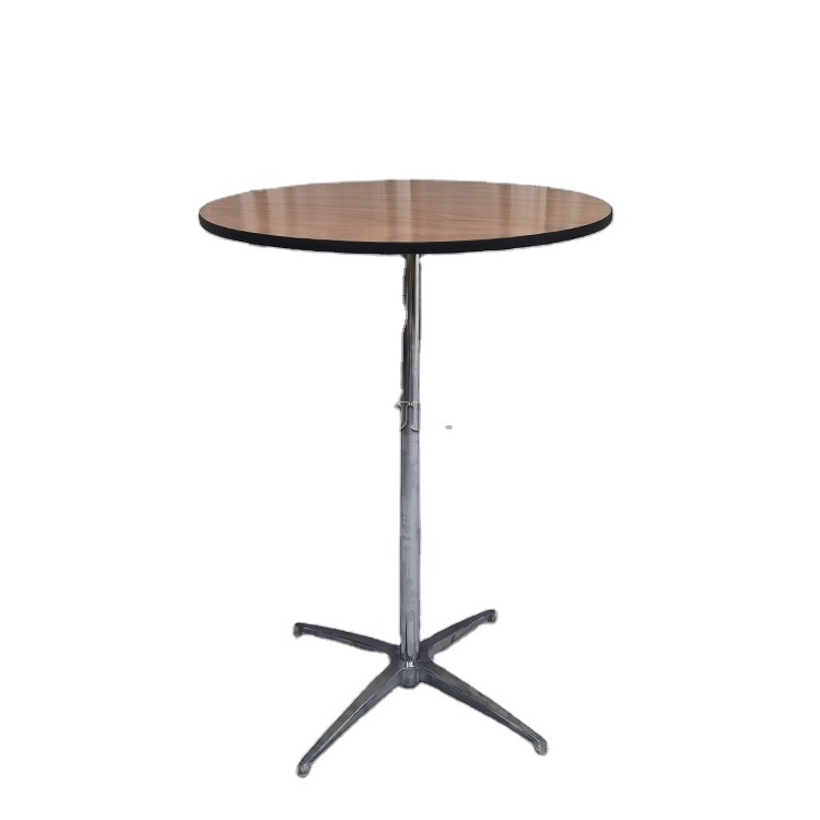 Simple style metal base and wood round bar and dining both use table