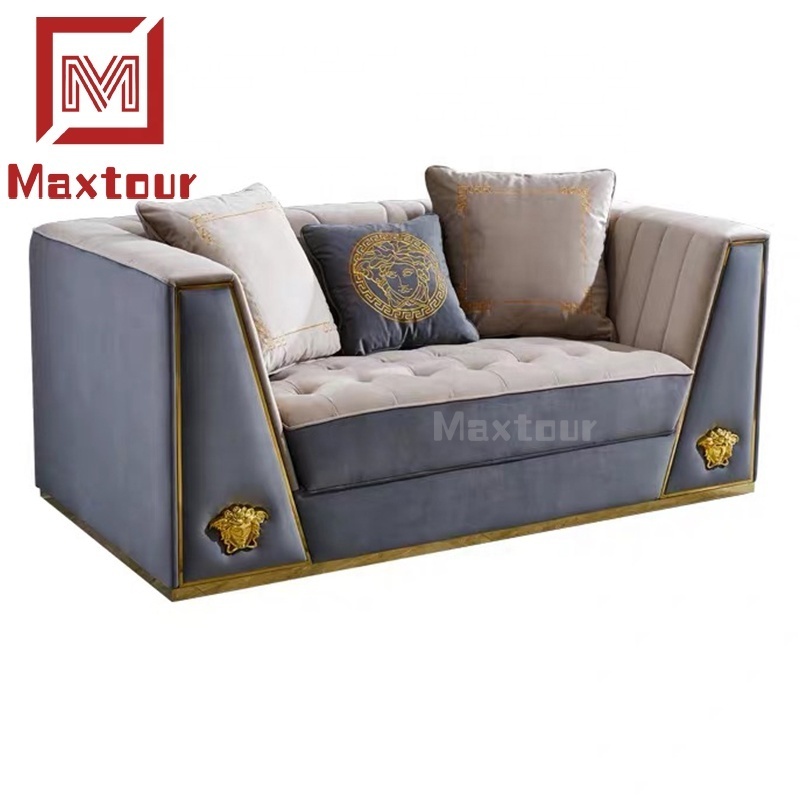 European Classic couch living room sofa sets furniture luxury hotel bedroom stainless steel frameupholstered leisure sofas