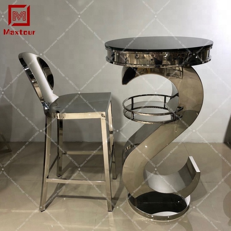 High quality stainless steel restaurant stools gold BAR TABLE FROM CHINA