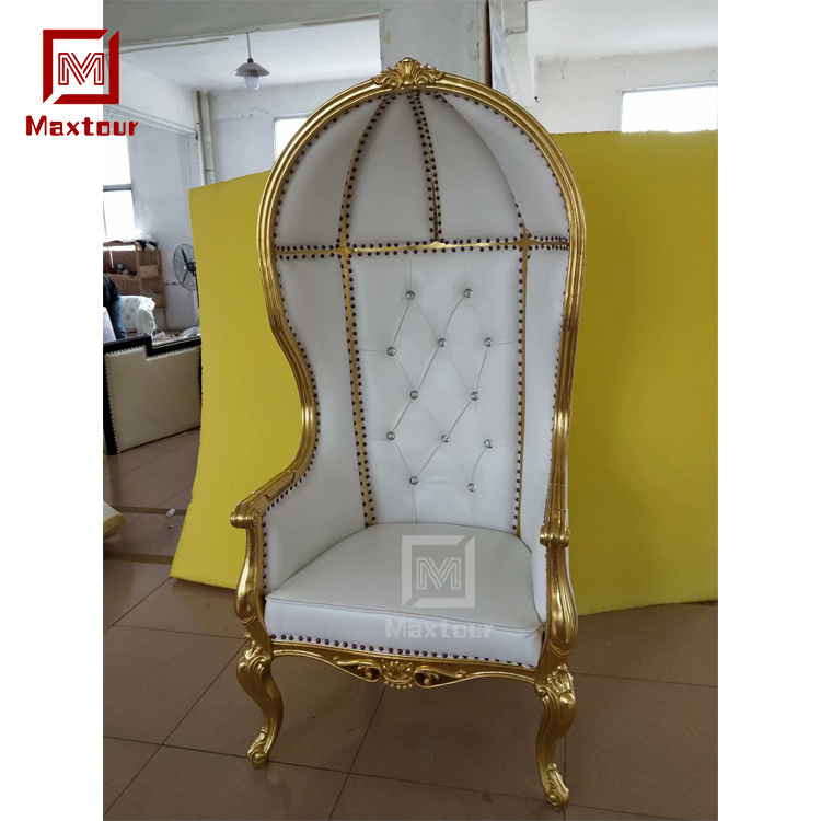 Modern Luxury Wood and PU Leather Throne Cage King Throne Chairs for Wedding Events Parties for Hotel and Villa Living Room Furn