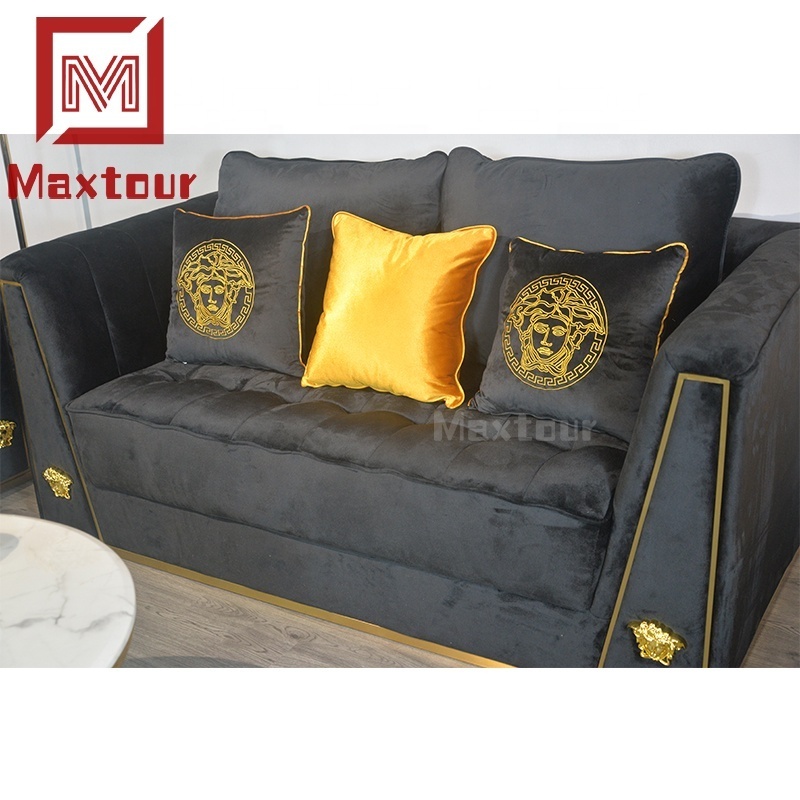 European Classic couch living room sofa sets furniture luxury hotel bedroom stainless steel frameupholstered leisure sofas