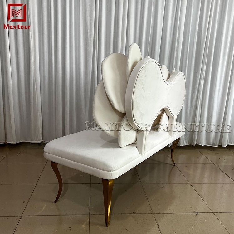 Foshan furniture modern gold with white Rose wedding sofa chair bride and groom for event