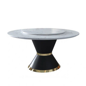 Luxury Rotating Centre Marble Top Round Dining Table