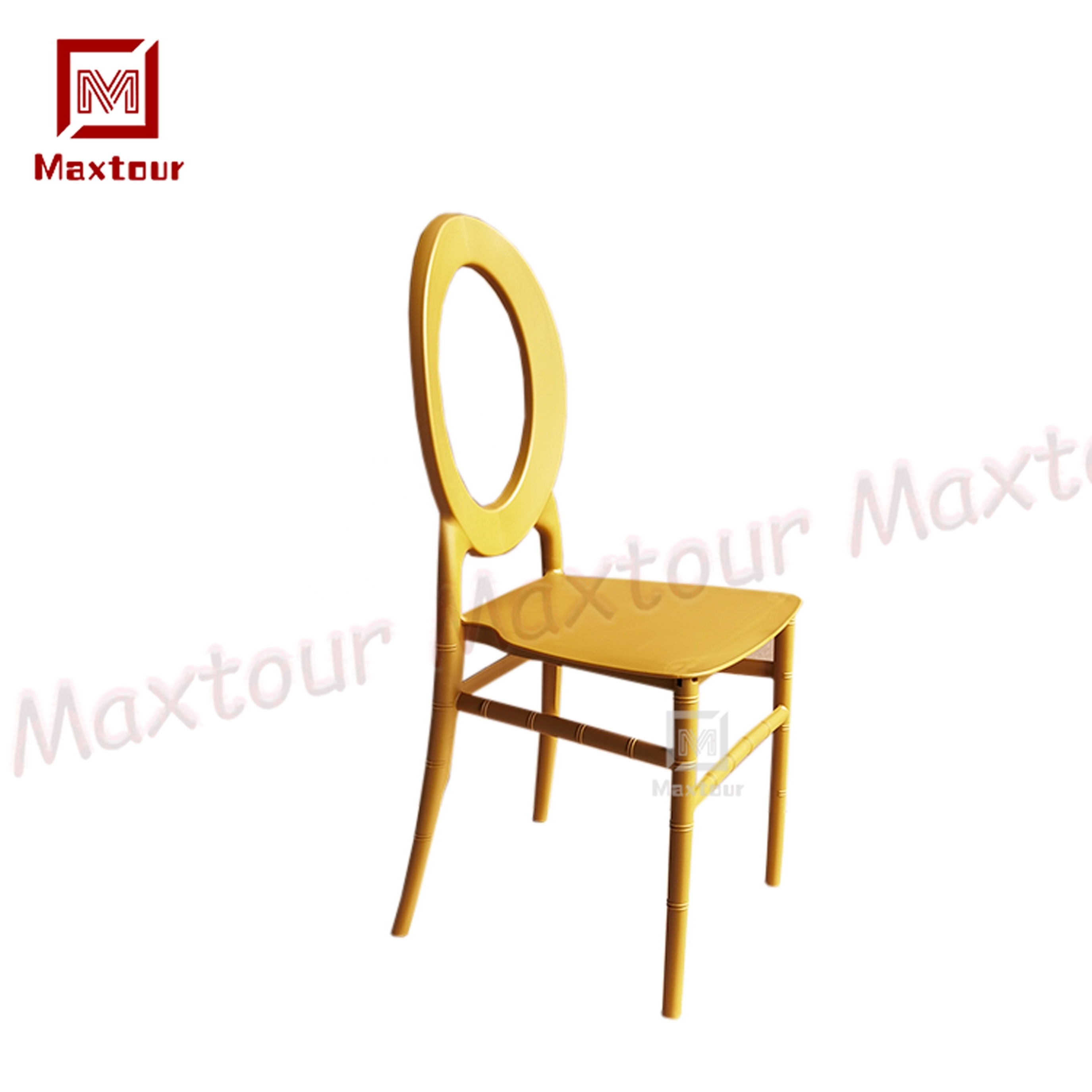 Zero Back White Gold Strong Resin PP Plastic Stacking Chair for Wedding Party Rental for Hotels Outdoor