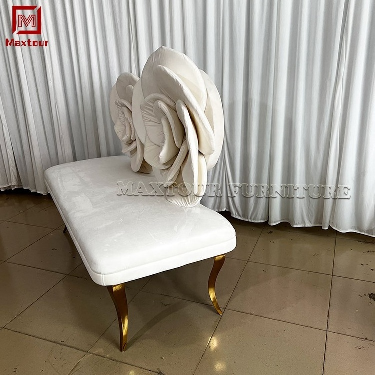 Foshan furniture modern gold with white Rose wedding sofa chair bride and groom for event