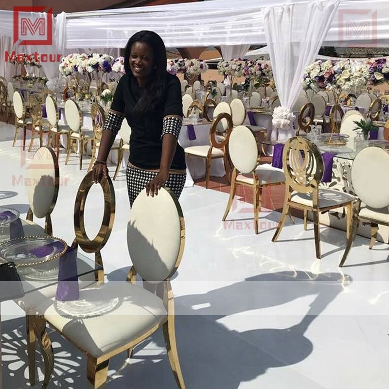 Banquet chairs furniture white leather hotel wedding hall copper rose gold throne luxury wedding chair