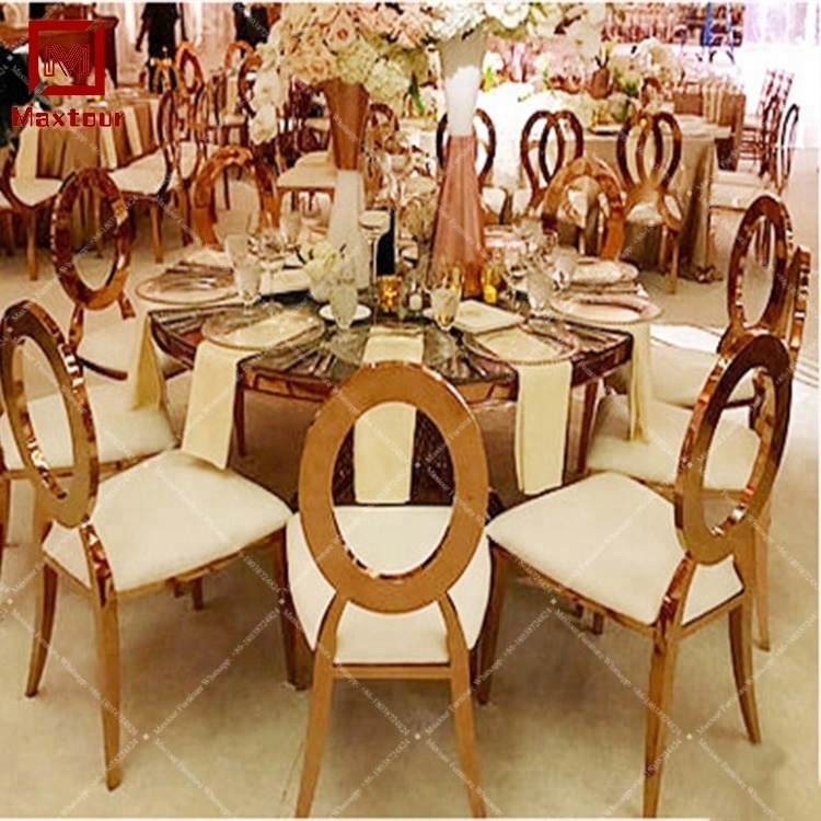 Modern fancy event round back wedding gold stainless steel chair