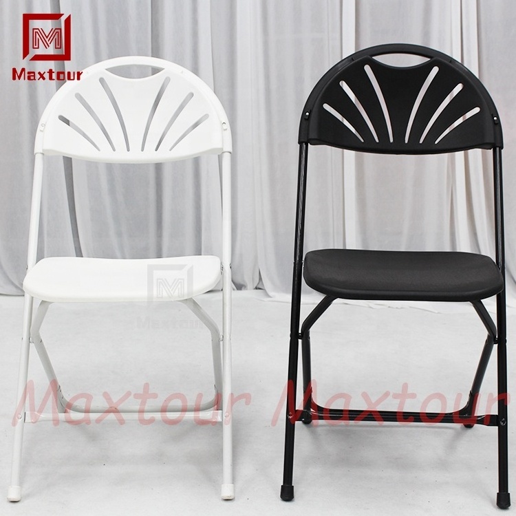 Modern White and Black Folding Chair Hotels Outdoor Events Parties-Durable Plastic Manufactured Dining Wedding Usage