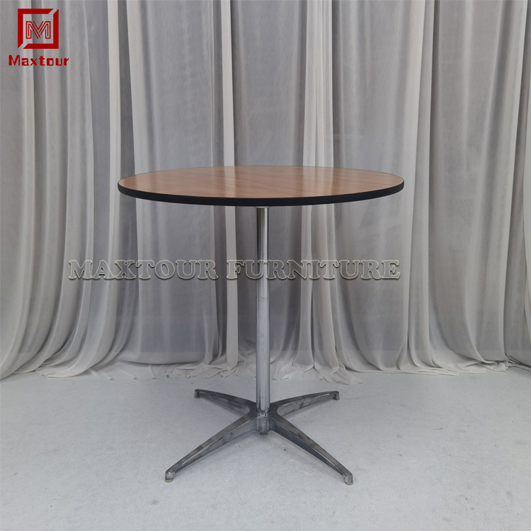 Simple style metal base and wood round bar and dining both use table