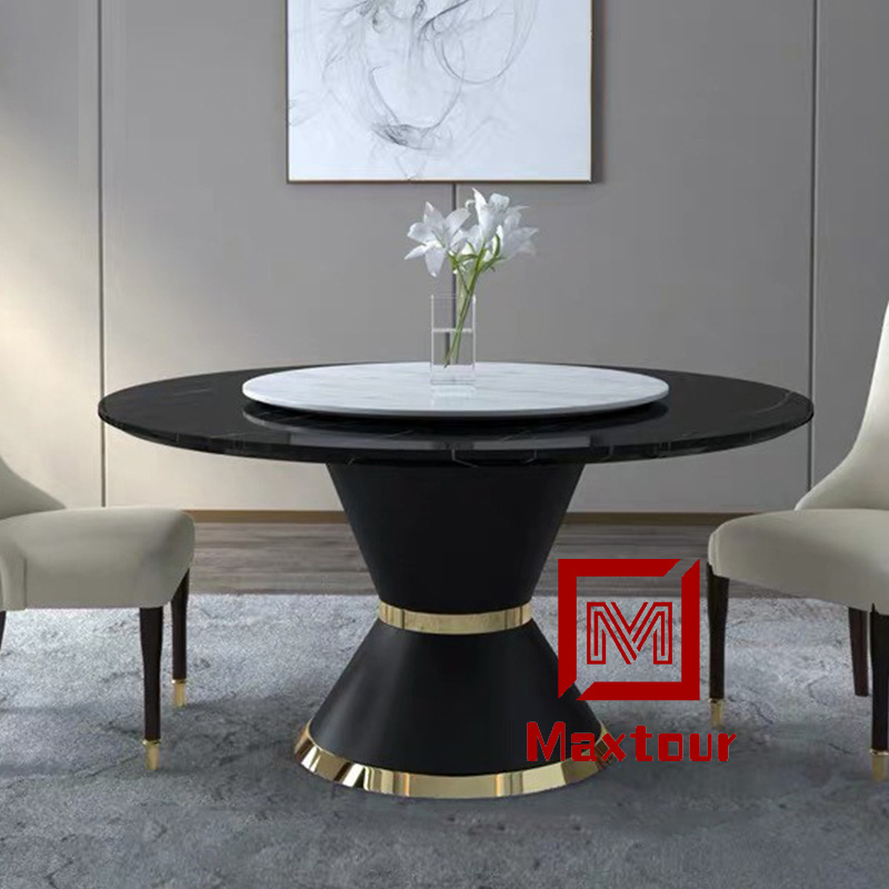 Luxury Rotating Centre Marble Top Round Dining Table